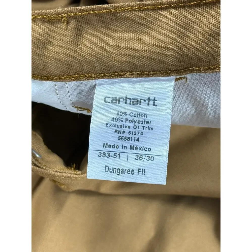 Carhartt Pants Mens 36x30 Dungaree Fit Brown Utility Workwear Rugged Cargo